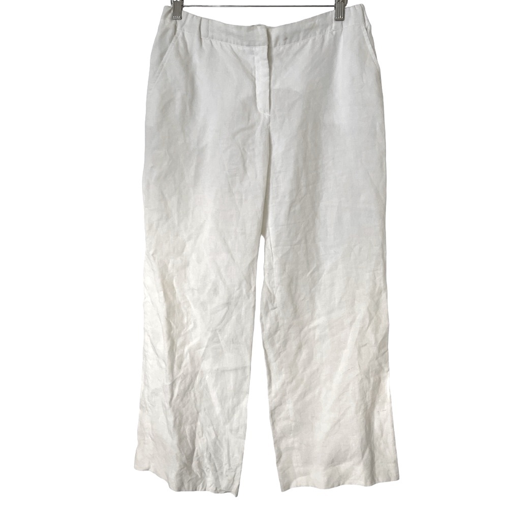 Malo White 100% Italian‎ Linen Wide Leg Pants